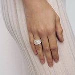 Matte Sterling Silver Series Black Hole Ring Black Agate/Gray Chalcedony - floysun