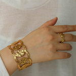 Medieval Hammered Gold Open Cuff Bracelets - floysun