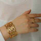 Medieval Hammered Gold Open Cuff Bracelets - floysun