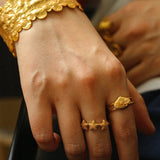Medieval Hammered Gold Open Cuff Bracelets - floysun