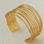 Medieval Hammered Gold Open Cuff Bracelets - floysun