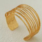 Medieval Hammered Gold Open Cuff Bracelets - floysun