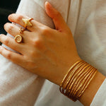 Medieval Hammered Gold Open Cuff Bracelets - floysun