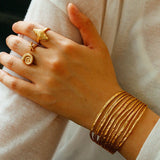 Medieval Hammered Gold Open Cuff Bracelets - floysun