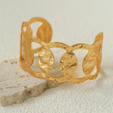 Medieval Hammered Gold Open Cuff Bracelets - floysun
