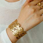 Medieval Hammered Gold Open Cuff Bracelets - floysun