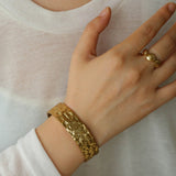 Medieval Hammered Gold Open Cuff Bracelets - floysun