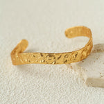 Medieval Hammered Gold Open Cuff Bracelets - floysun