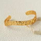 Medieval Hammered Gold Open Cuff Bracelets - floysun
