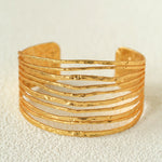 Medieval Hammered Gold Open Cuff Bracelets - floysun