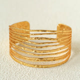 Medieval Hammered Gold Open Cuff Bracelets - floysun