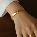 Medieval Hammered Gold Open Cuff Bracelets - floysun