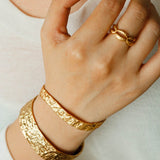 Medieval Hammered Gold Open Cuff Bracelets - floysun