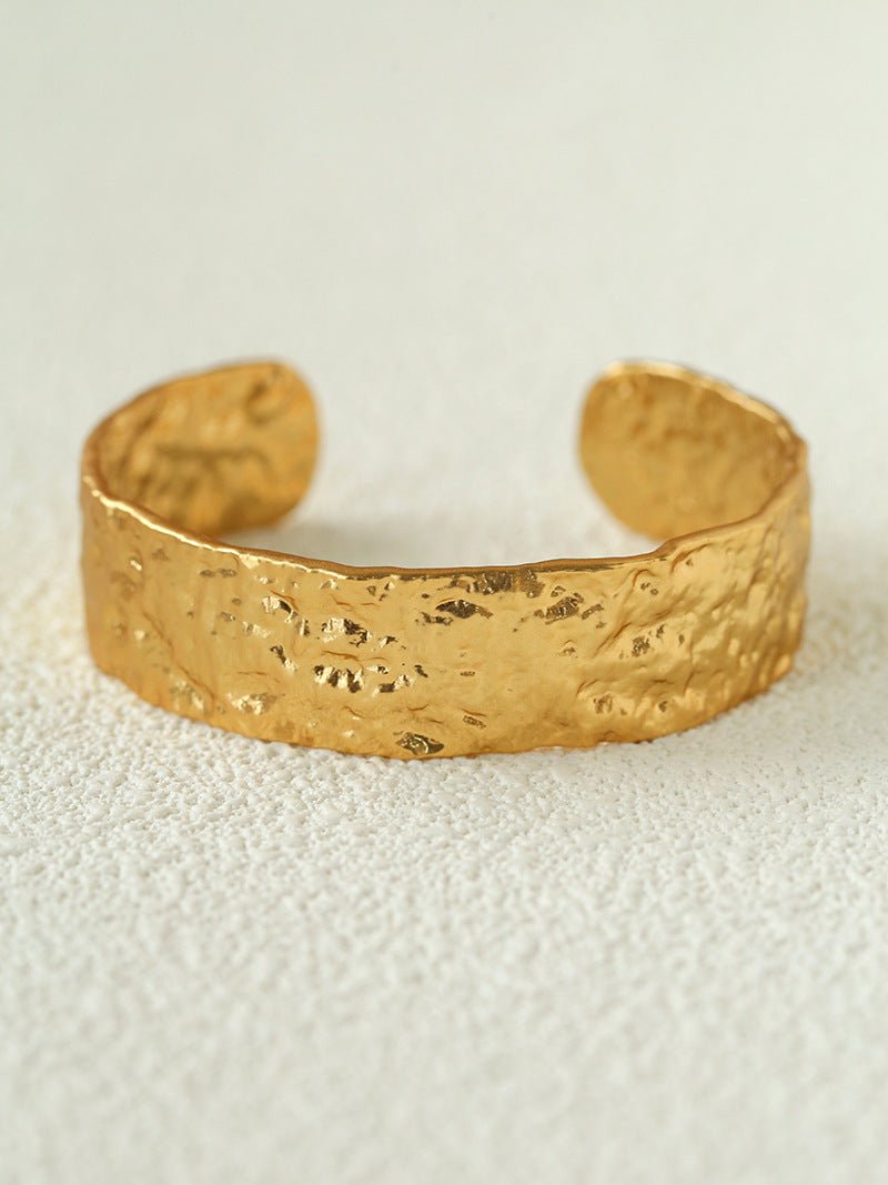 Medieval Hammered Gold Open Cuff Bracelets - floysun