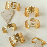 Medieval Hammered Gold Open Cuff Bracelets - floysun
