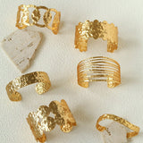 Medieval Hammered Gold Open Cuff Bracelets - floysun