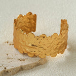 Medieval Hammered Gold Open Cuff Bracelets - floysun