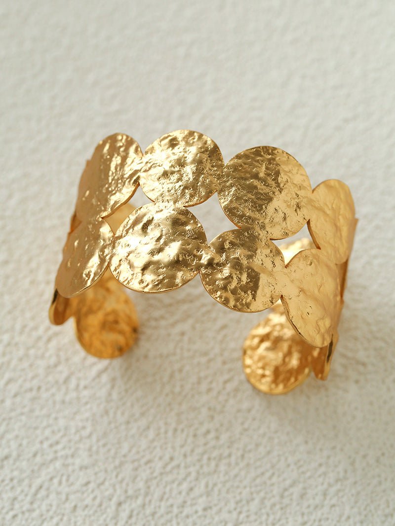 Medieval Hammered Gold Open Cuff Bracelets - floysun