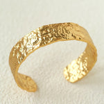 Medieval Hammered Gold Open Cuff Bracelets - floysun