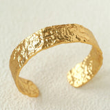 Medieval Hammered Gold Open Cuff Bracelets - floysun