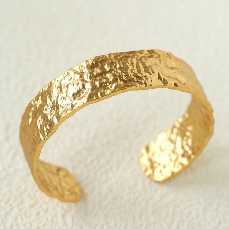 Medieval Hammered Gold Open Cuff Bracelets - floysun