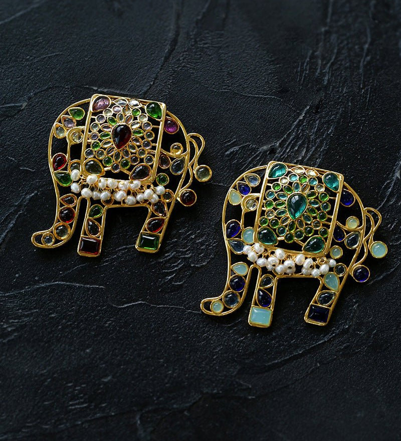 Medieval Handmade Colored Glazed Elephant Brooch - floysun