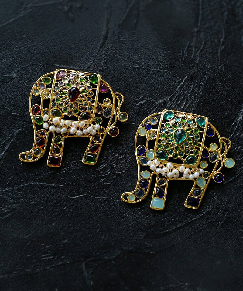 Medieval Handmade Colored Glazed Elephant Brooch - floysun