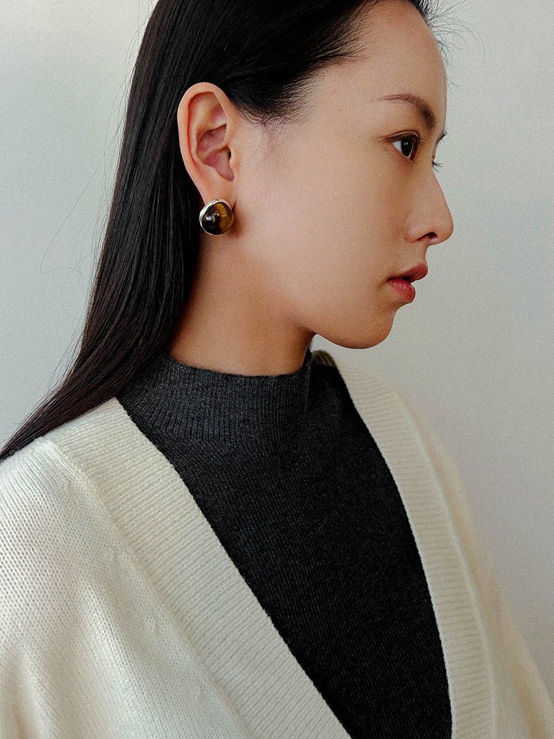 Melange Tiger’s Eye Stud Earrings - floysun