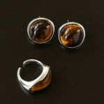 Melange Tiger’s Eye Stud Earrings - floysun
