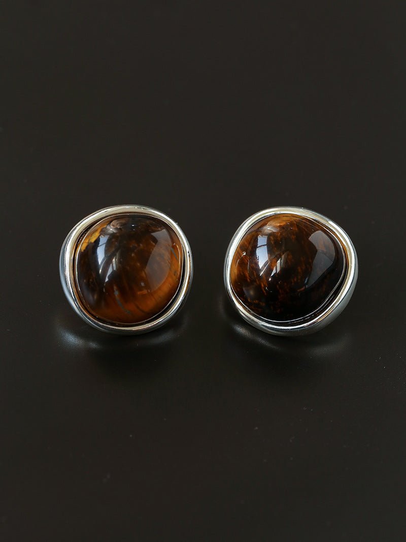 Melange Tiger’s Eye Stud Earrings - floysun