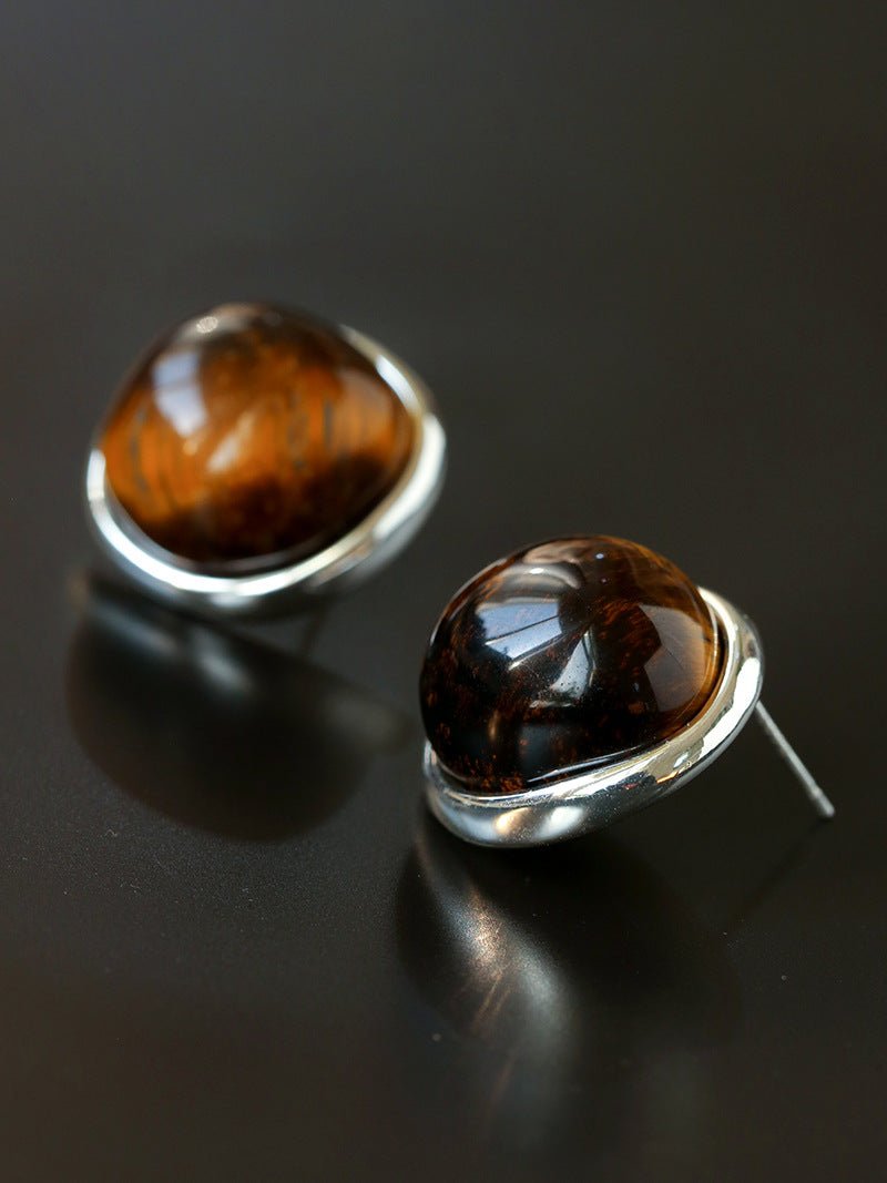 Melange Tiger’s Eye Stud Earrings - floysun