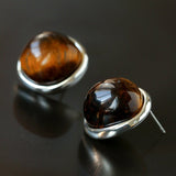 Melange Tiger’s Eye Stud Earrings - floysun