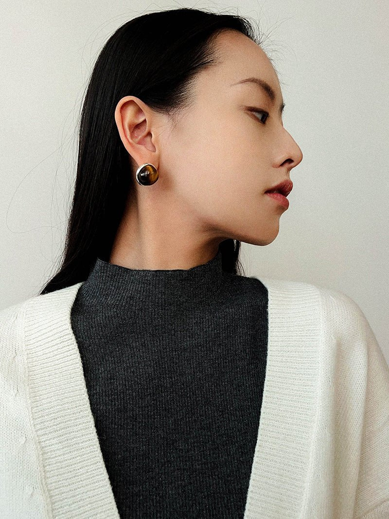 Melange Tiger’s Eye Stud Earrings - floysun