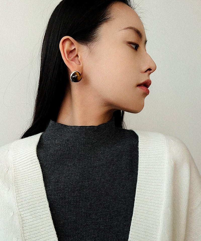 Melange Tiger’s Eye Stud Earrings - floysun