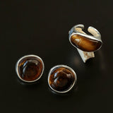 Melange Tiger’s Eye Stud Ring - floysun