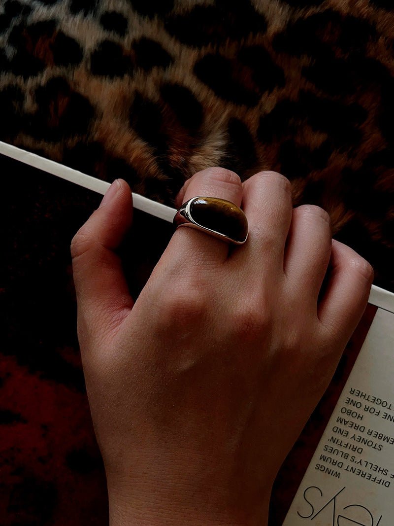 Melange Tiger’s Eye Stud Ring - floysun