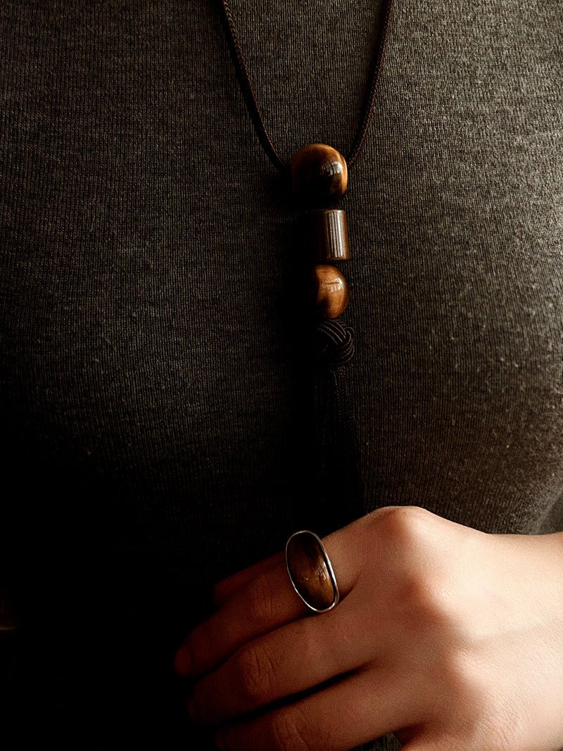 Melange Tiger’s Eye Stud Ring - floysun