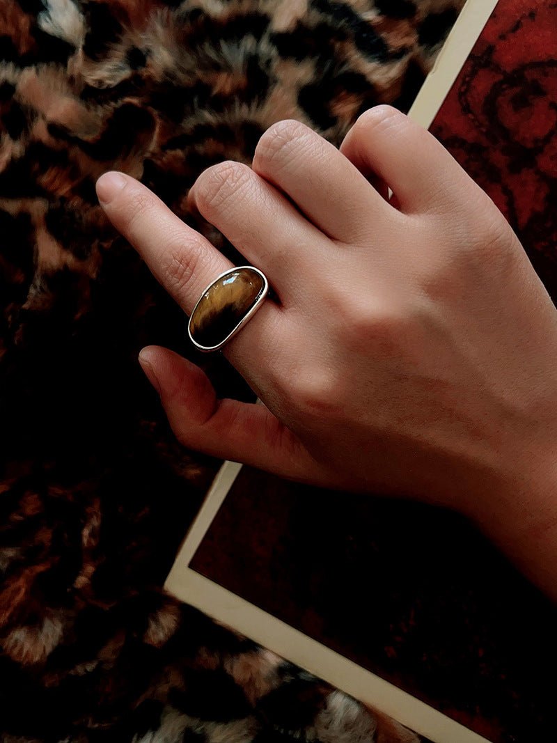 Melange Tiger’s Eye Stud Ring - floysun