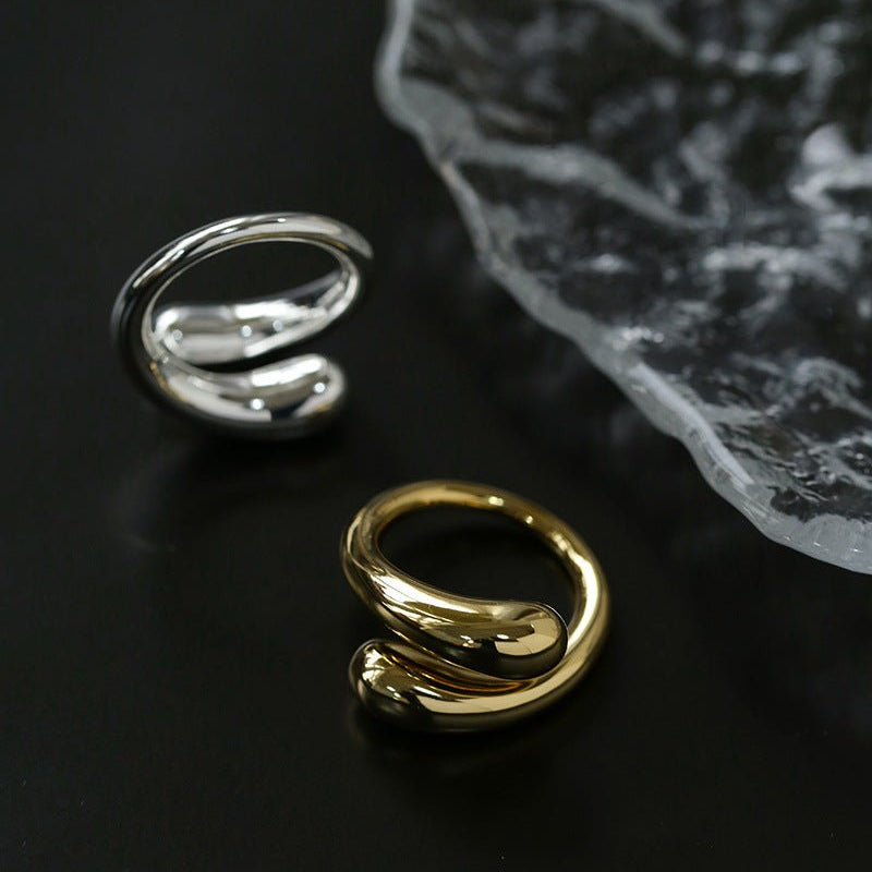 Metal Style Water Drop Adjustable Open Ring - floysun