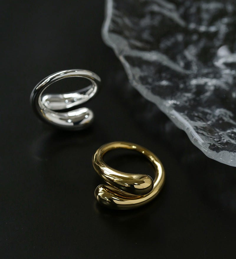Metal Style Water Drop Adjustable Open Ring - floysun