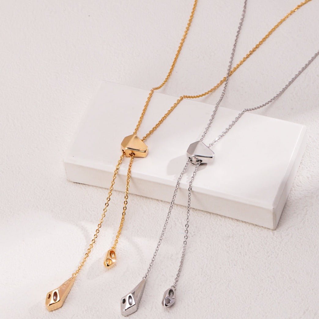 Metal-Wrapped Pearl Adjustable Pendant Necklace - floysun