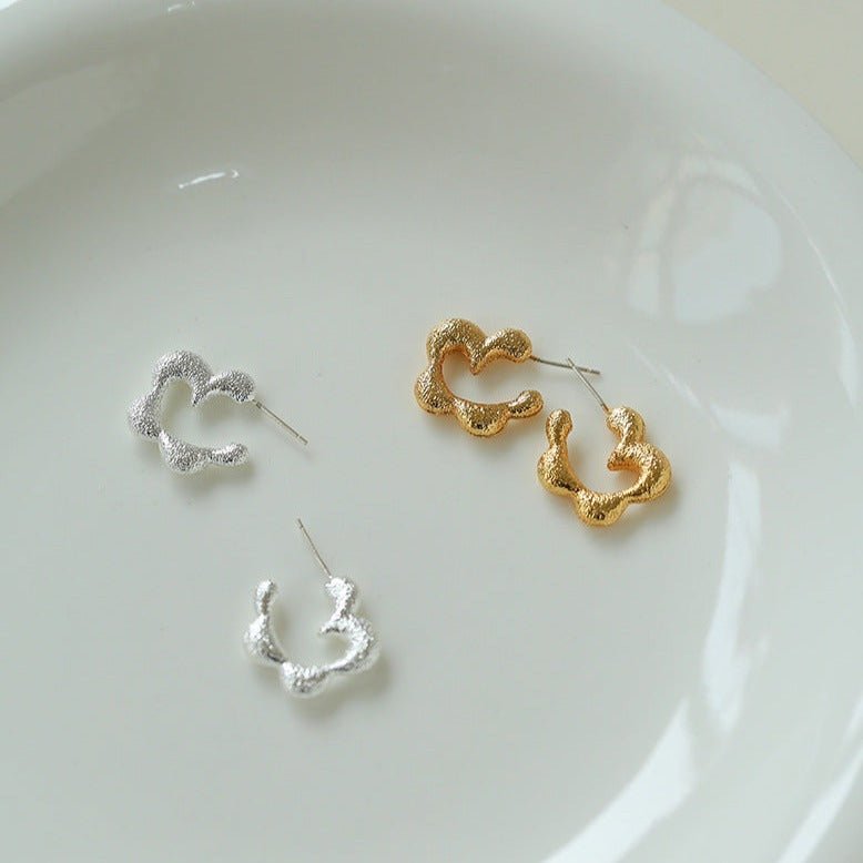 Metallic Cloud-Shaped Geometric Stud Earrings - floysun