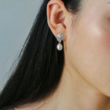 Metallic Conch Pearl Statement Drop Earrings - floysun