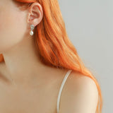 Metallic Conch Pearl Statement Drop Earrings - floysun