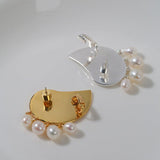 Metallic Conch Pearl Statement Drop Earrings - floysun