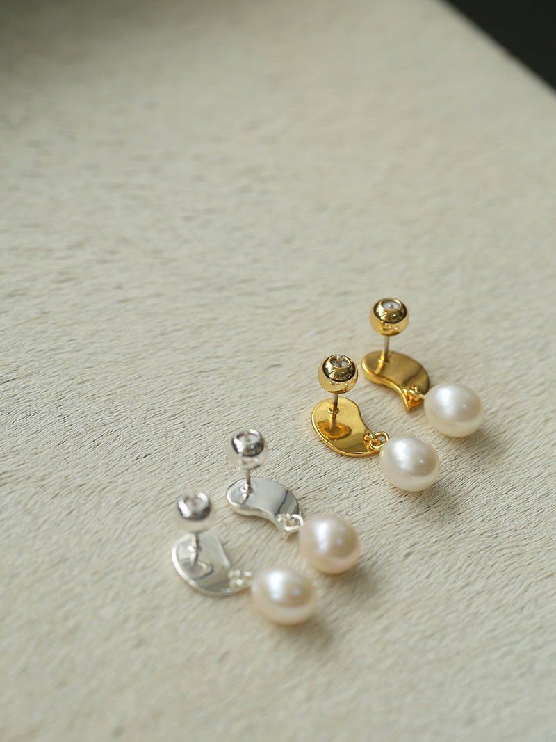 Metallic Conch Pearl Statement Drop Earrings - floysun