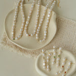 Mid-Century Vibe Irregular Freshwater Pearl Color Zircon Necklace - floysun