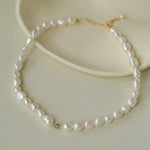 Mid-Century Vibe Irregular Freshwater Pearl Color Zircon Necklace - floysun