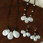 Midnight Petals Mother-of-Pearl & Black Agate Beaded Necklace - floysun