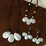 Midnight Petals Mother-of-Pearl & Black Agate Beaded Necklace - floysun